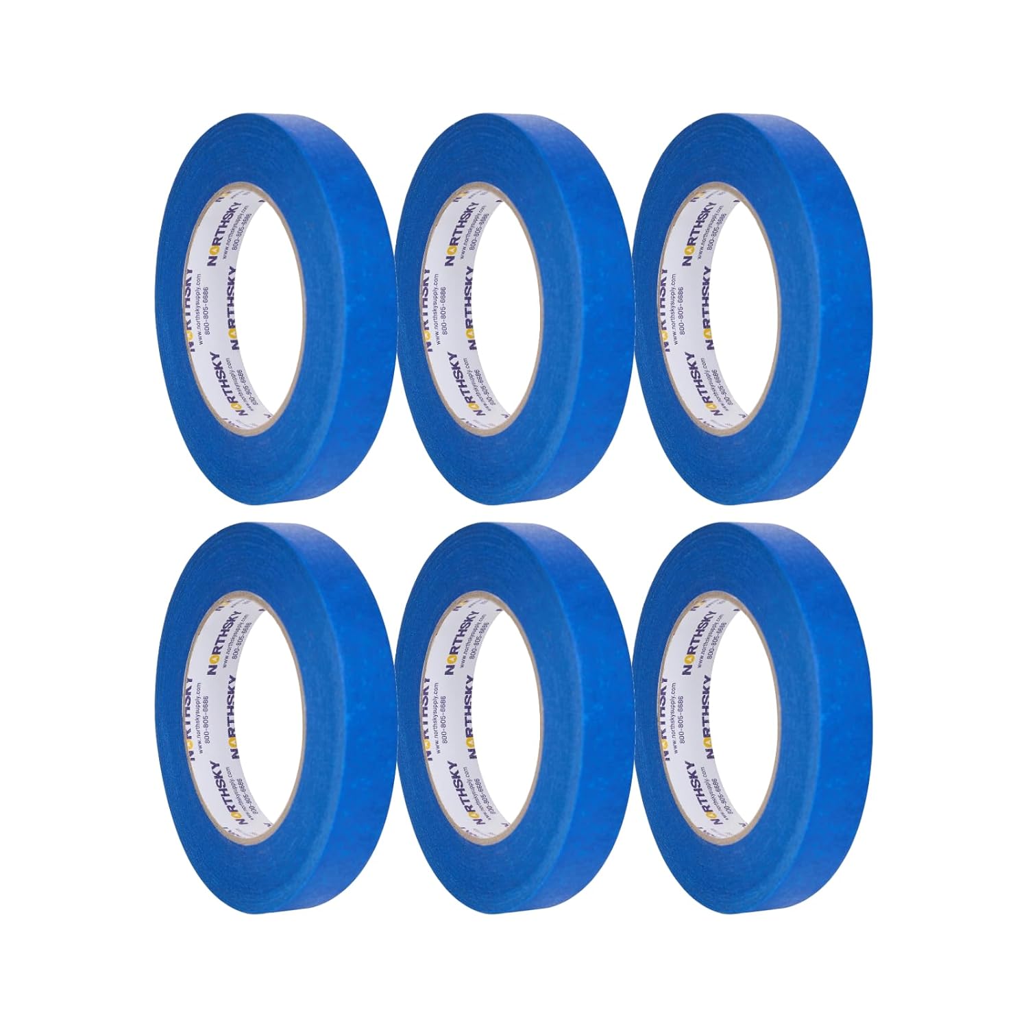 NORTHSKY 6 Rolls Painters Tape, 3" x 60 yds, Blue, Masking Tape, Paint Tape for Multi-Purpose, Painting, Labeling, DIY Crafts Arts, Decoration (360 Total Yards)