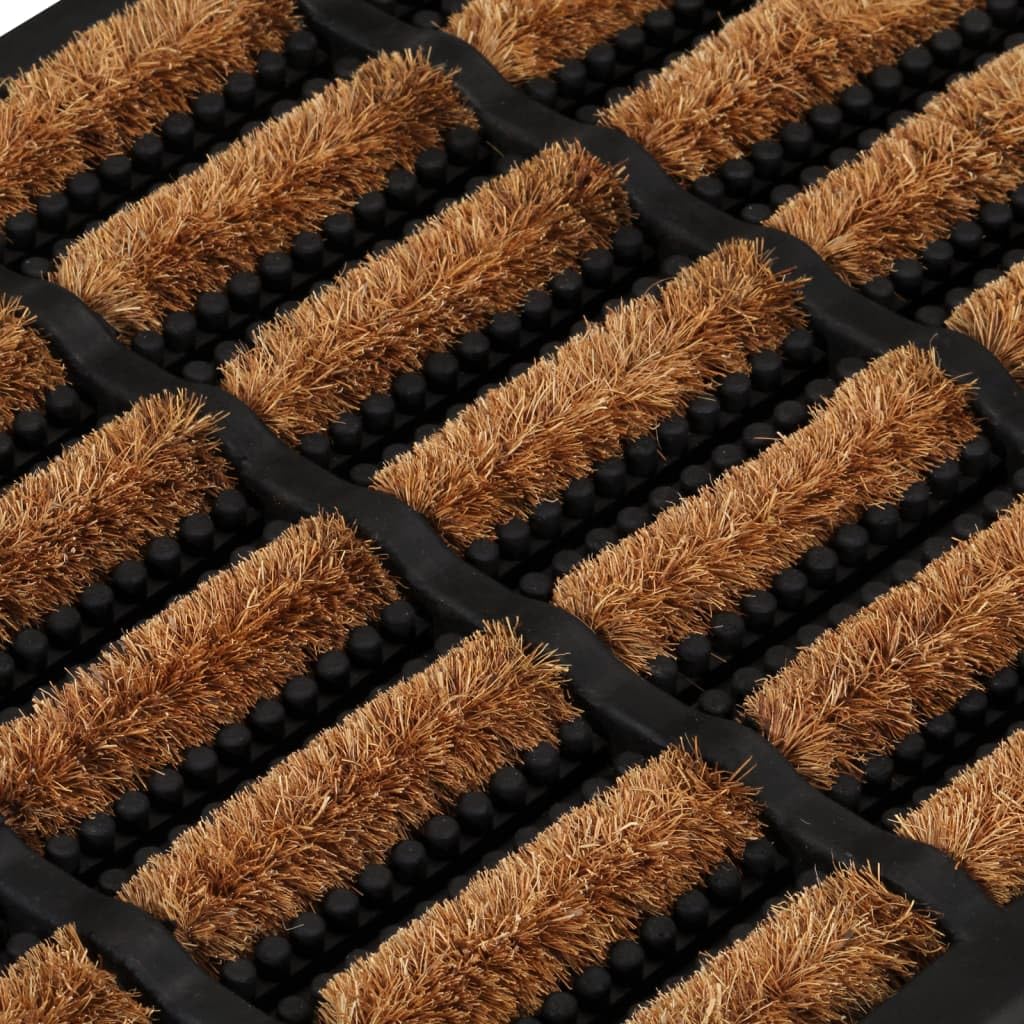 Felpudo rectangular de 40 x 60 cm de goma y fibra de coco | Antideslizante, limpieza de aspiradora, interior y exterior, alfombra de entrada