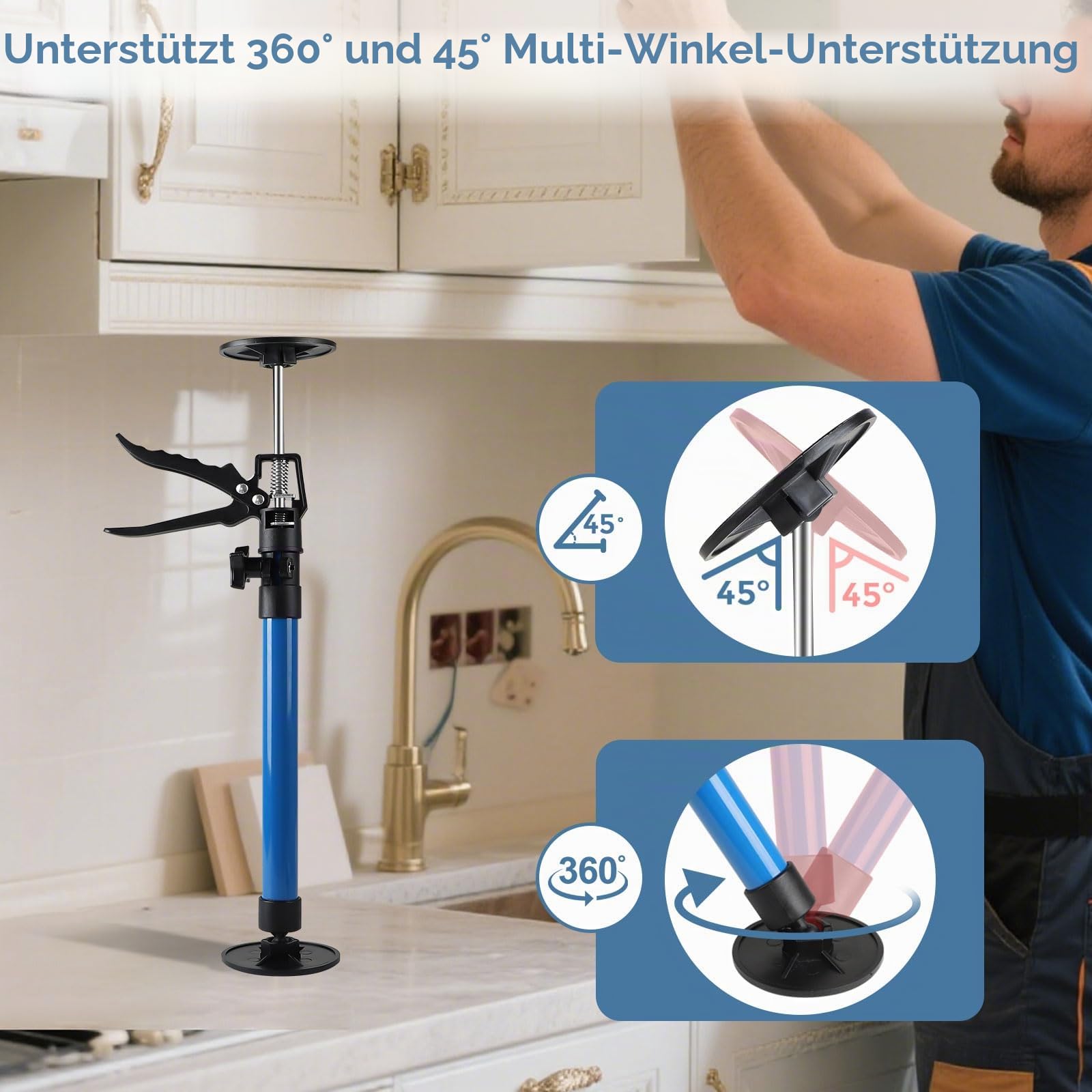 3 pcs Zargenspanner 50-115cm, Türzargenspanner, Ladungssicherung Stange, Teleskopstützen, Stützen Höhenverstellbar, Maximale Tragfähigkeit 40 kg, Zur Unterstützung von Türzargen, Schränken