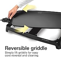 Vista 4 de Hamilton Beach 200 Sq. In. Electric Griddle With Adjustable Temperature for 200 to 400 degrees, PTFE & PFOA Free Durathon Ceramic Reversible