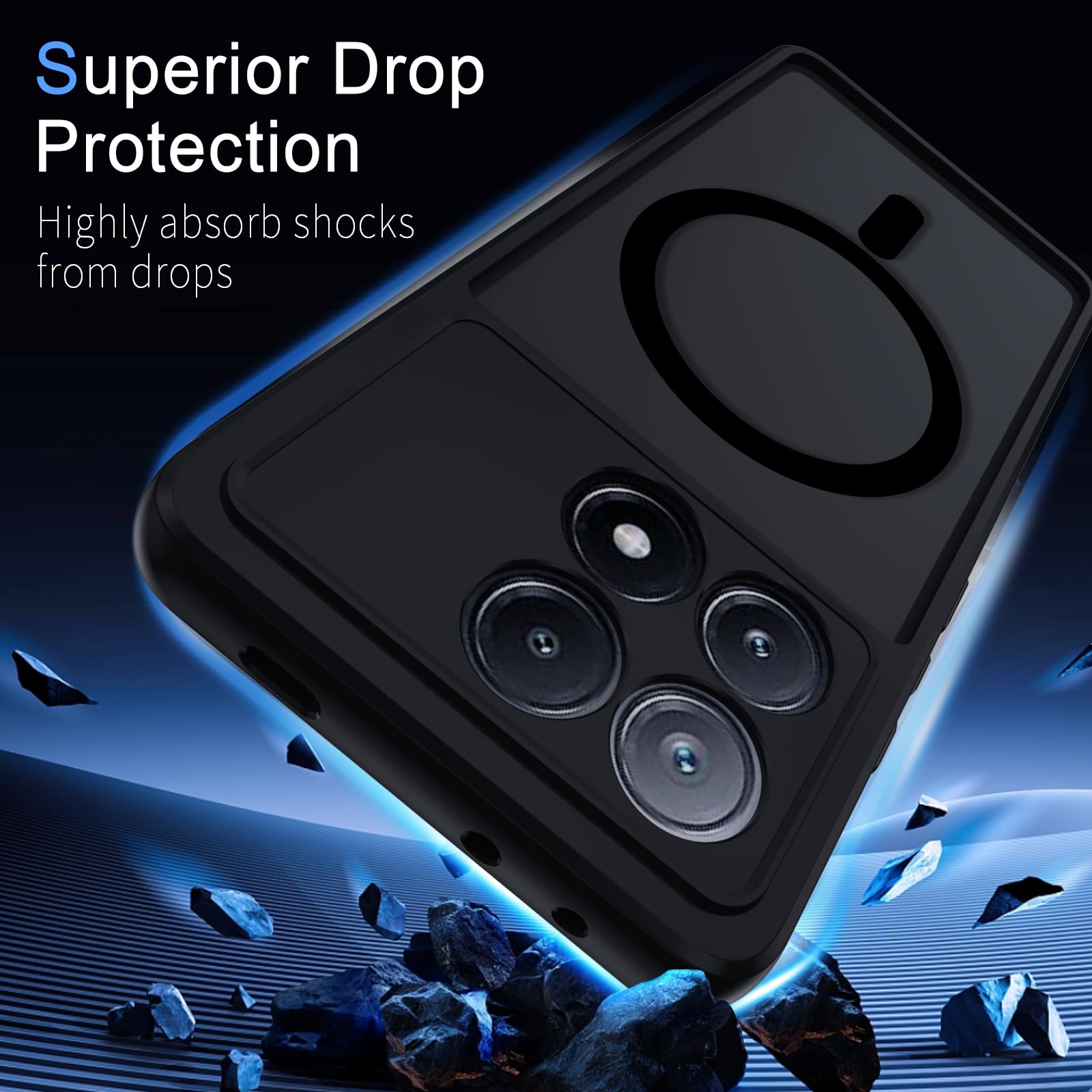 Aroepurt Beschermhoes Voor Poco X3 Pro, Compatibel Met Poco X3 Pro Cover Case Backplane Voor Pc Zacht Siliconen Frame Metalen Ring Van 360 Graden Magnetische Houder Voor De Auto Tzzh Zi