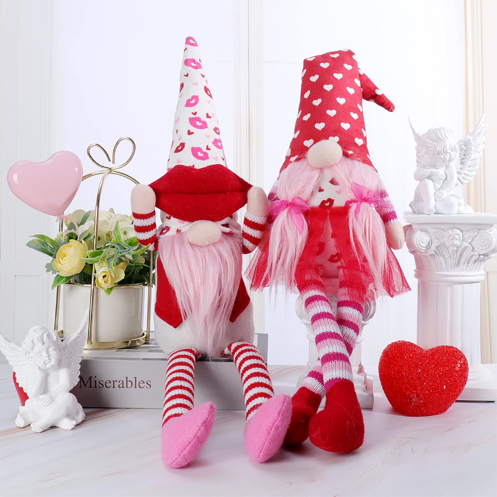 APCHFIOG 2 PCS Valentine's Gnomes Decor Mr & Mrs Gnome Plush Handmade