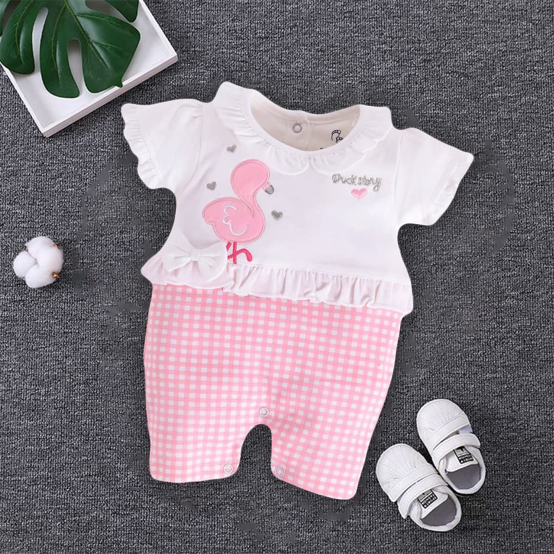 BabyGo Half Sleeves Baby Romper| 100% Cotton Rompers for New Born Baby| Baby Dress | Sleepsuit for Baby Girls| Onesies| 0-3M| 3-6M| 6-9M| 9-12M| Infant Clothes 1