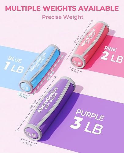 Miniatura 6 de Juego de 6 mancuernas suaves para mujeres y hombres, juego de 6 mancuernas (1 libra, 2 libras, 3 libras cada paquete) para mancuernas para caminar