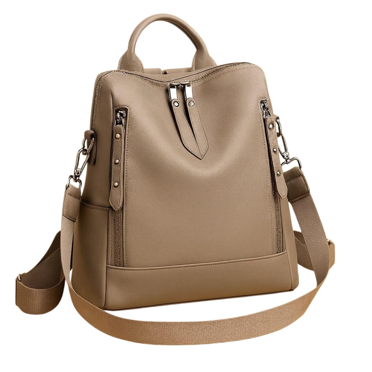 jaisom Stylish Women's Fashion Backpack Purses Multipurpose Design Handbags and Shoulder Bag (Khaki. Mettle Classic_BZ)-picture-6