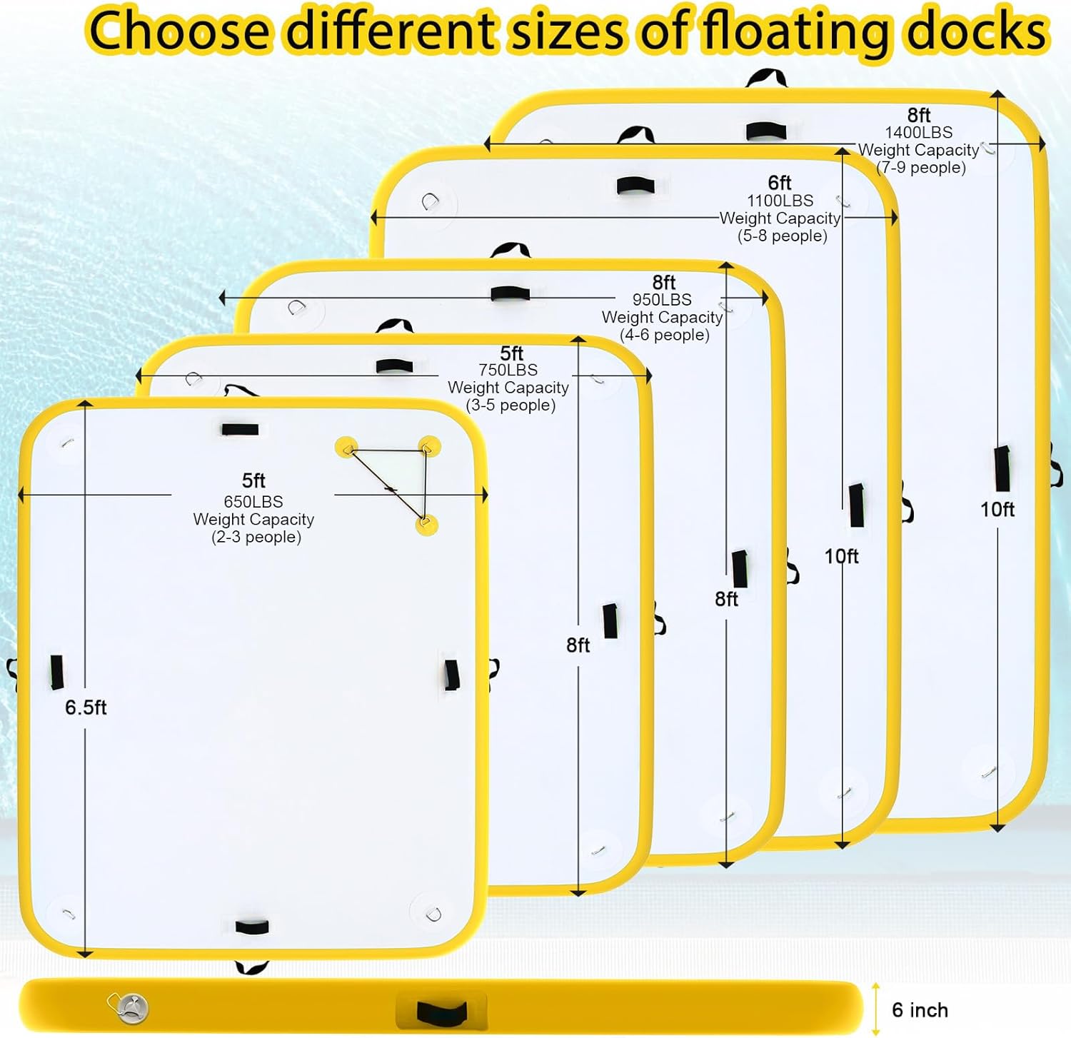 Inflatable Floating Dock Platform, 10 x 6 ft Floating Island for Lake, 6 inch Thickness, Enlarged & Non-Slip Bote Inflatable Dock with Manual and Electric Air Pump for River, Pool, Beach, Ocean