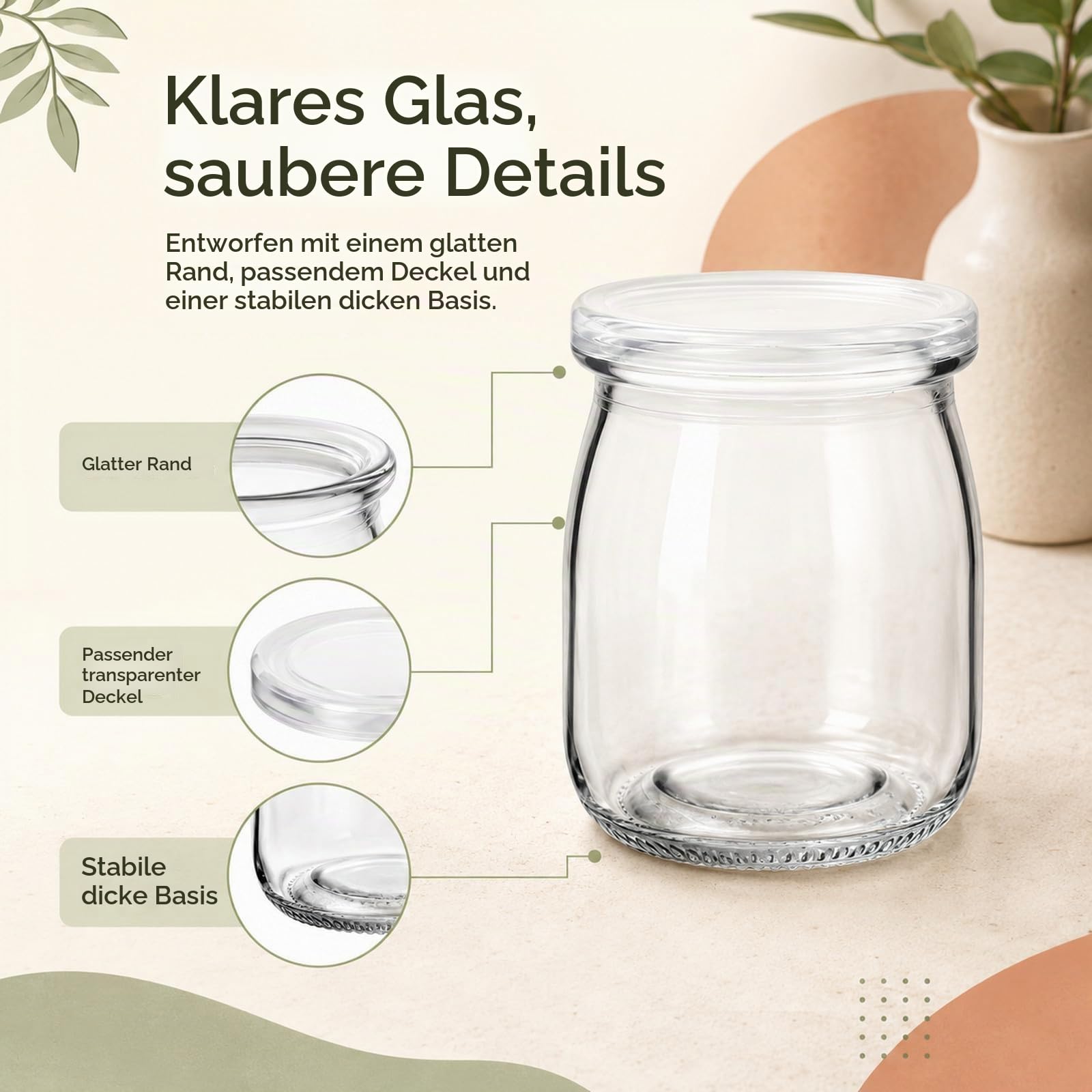 JMIATRY 36 Stück 150ml Joghurtgläser mit Deckel, Dessertgläser Glas mit Deckel, Joghurtbecher mit Deckel für Joghurt, Dessert, Pudding, Milch, Marmelade