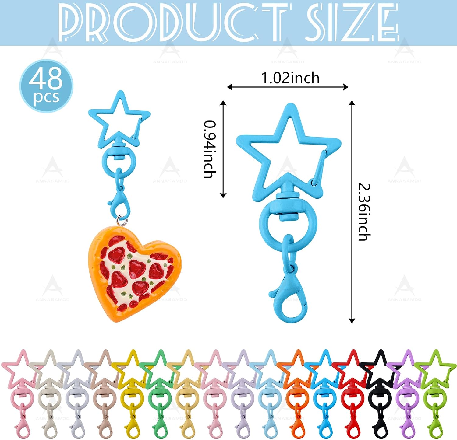 48 Pack Star Keychain Clip with Lobster Claw Clasps image 2