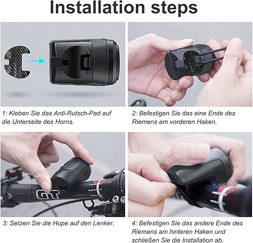 Miniatura 5 de Electric Bike Bell, 125db Anti-Theft Alarm Loud Electronic Bicycle Horn, 1 Sound Modes, USB Rechargeable Battery, Waterproof Bike Horn for Mountain