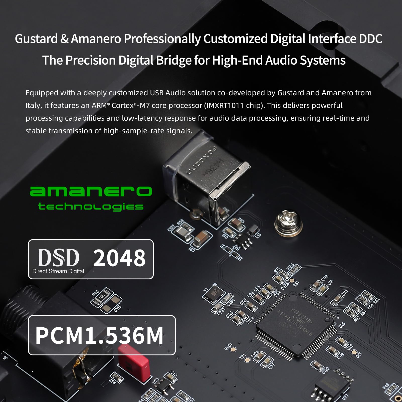 Gustard U26 Interfaccia Digitale USB DDC, Interfaccia Audio DSD2048 PCM1.536MHz OCXO K2, Ingresso USB/Clock 10MHz Uscita IIS/AES/Ottica/Coassiale/BNC Coassiale Ponte Digitale a Basso Rumore, Nero