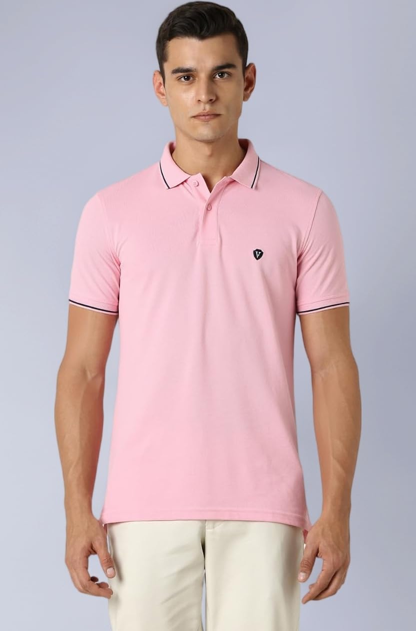 Van Heusen Men's Cotton Solid Regular Fit Collar Polo T-Shirt