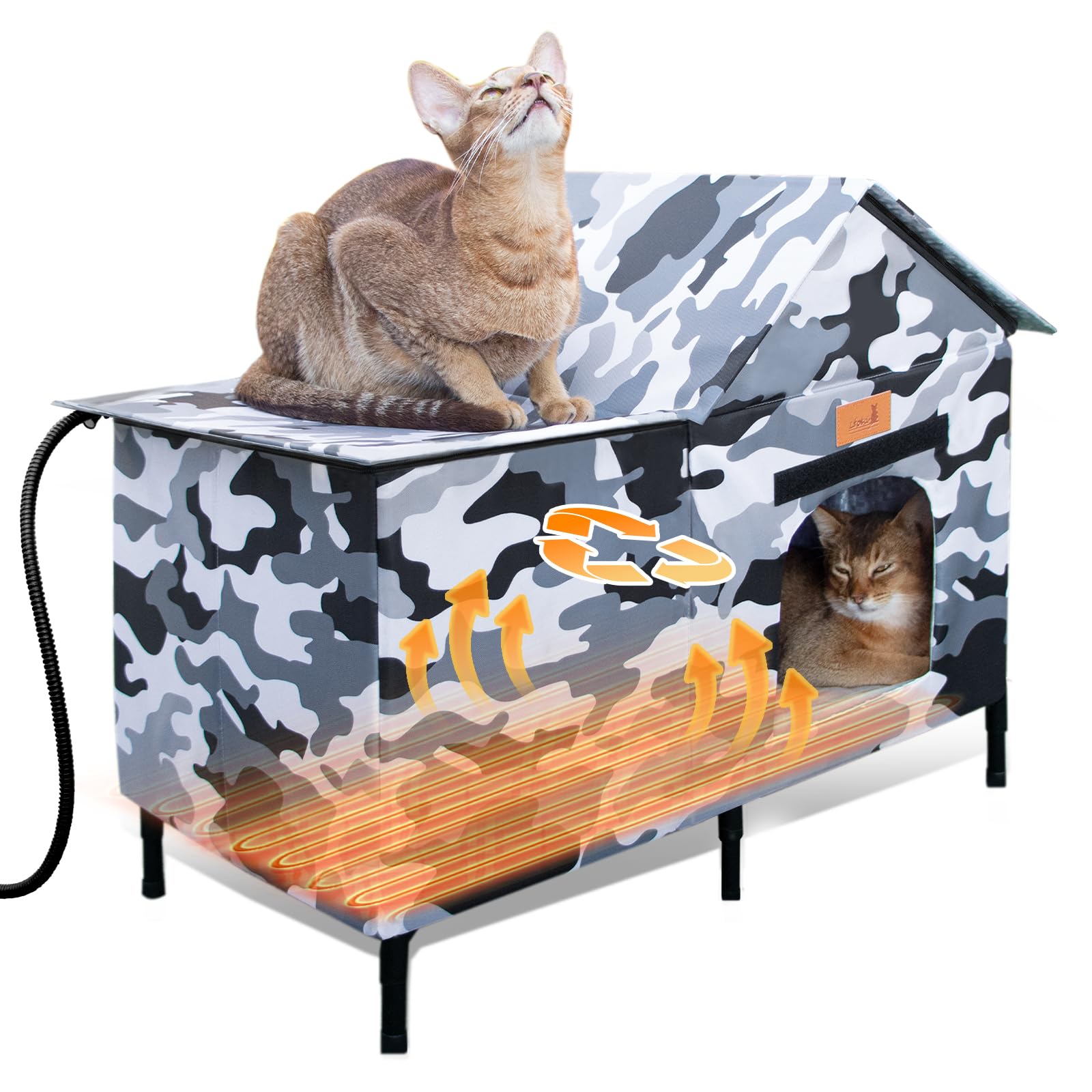 Lofkd Extra Large Heated Cat House for Outdoor Use Weatherproof, Sturdy Insulated, Easy Setup