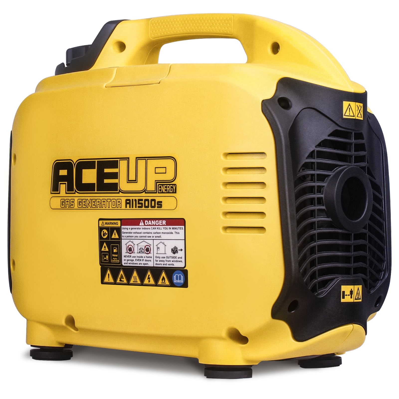 Aceup Energy Generador de energía inversor, 1300 vatios, energía de emergencia, silencioso, gasolina, generador de energía, luz, con USB, 230 V, 12 V tomas de corriente para camping