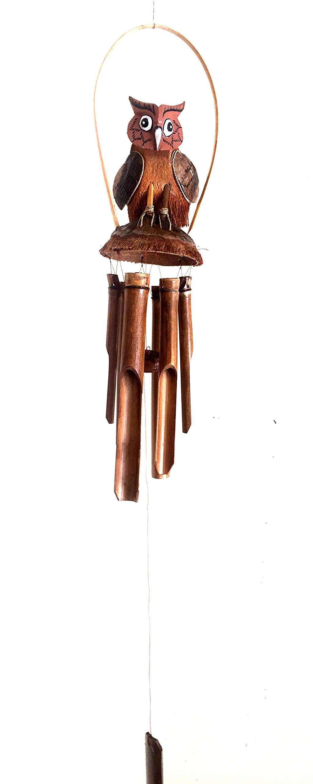 Hand Carved Large Beautiful Bamboo Wood Bobbing GOONIE Bird with NEST of Babies Wind Chime