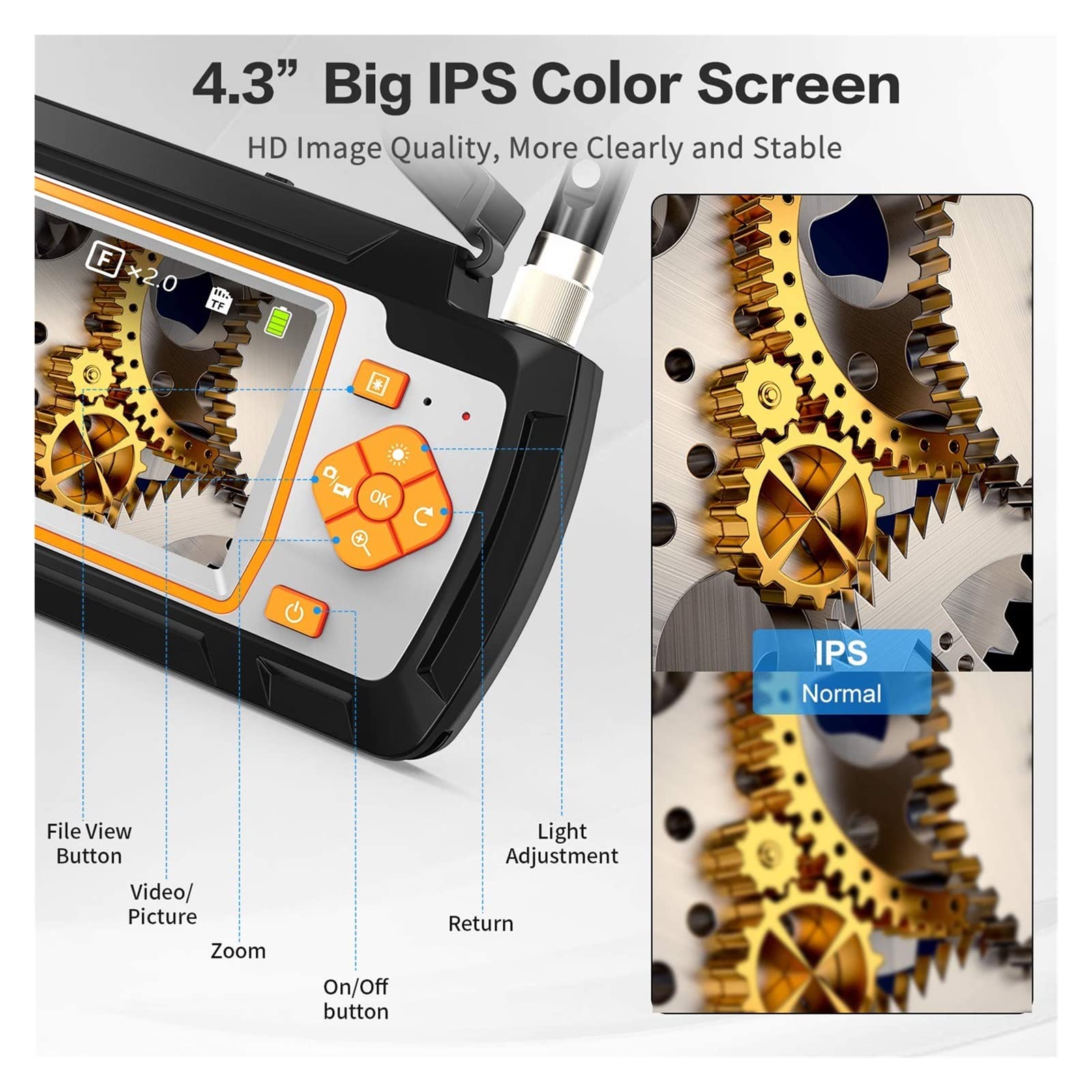 1080P 5.5mm pojedyncze i podwójne obiektywu Endoskop Kamera z 43 „IPS LCD Kamera inspekcyjna z 6 LED 32GB TF dla samochodów Inspekcji kanalizacyjny(10m,5.5mm With TF)