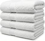CasaFlow Luxury Bath Towels, 27 x 54 Inch, Set of 4 – 100% Ring Spun Cotton, 550 GSM, Ultra Soft & Highly Absorbent, Quick Dry, Double Stitched – Beige