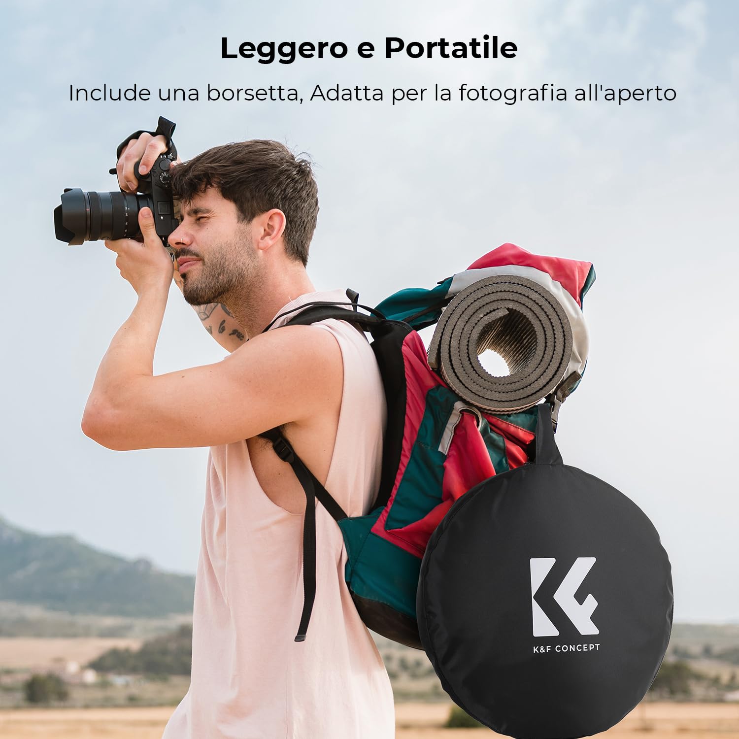 K&F CONCEPT 5-in-1 Riflettore di luce 43" (110 cm) Diffusore Fotografico Pieghevole Portatile per Studio e Illuminazione Esterna Oro Argento Bianco Nero Traslucido