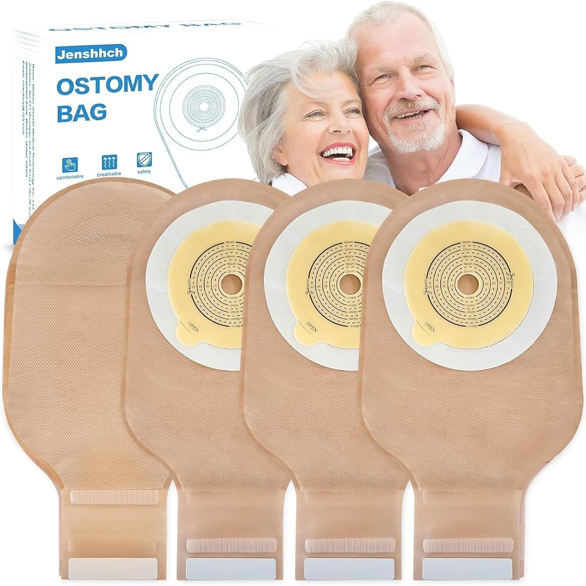 22 PCS Colostomy Bags, One Piece Drainable Ostomy Bag with Hook and Loop Closure, Colonoscopy Bags, Ostomy Supplies 15mm-60mm Cut-to-Fit for Ileostomy Stoma Care