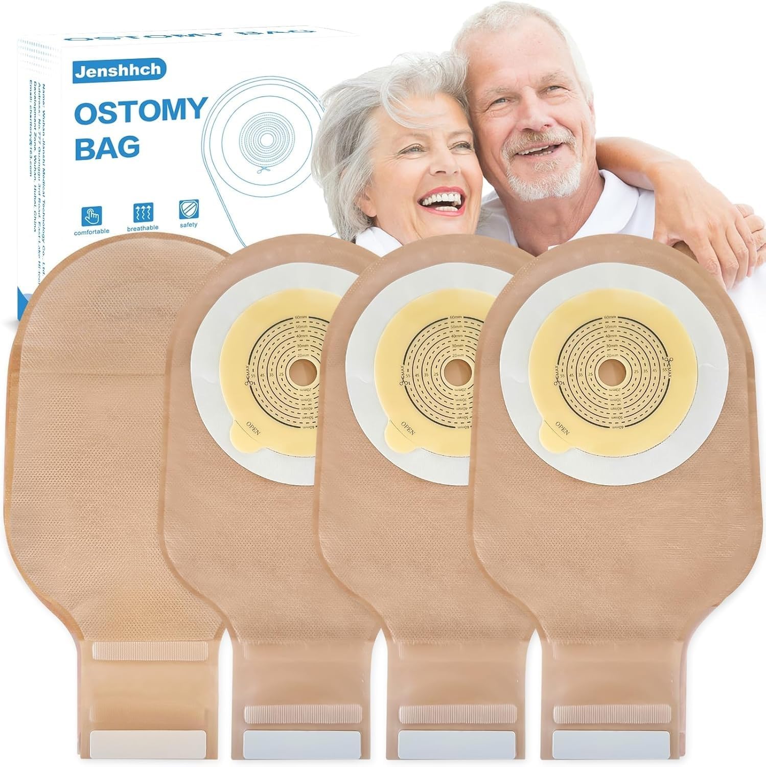 Lot de 22 sacs de colostomie en une seule pièce avec fermeture Velcro - Fournitures de stomie pour colostomie - Fournitures d'iléostomie