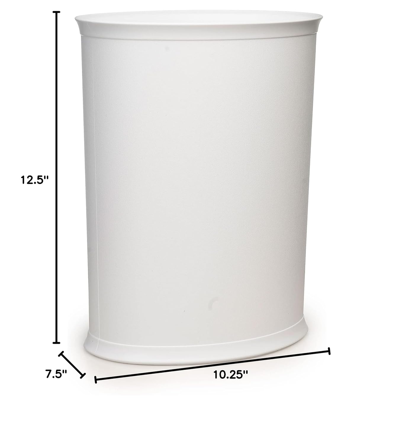 Stephanie Imports Made in USA 5-Gallon White Plastic Waste Basket (10.25” L X 12.5” H)