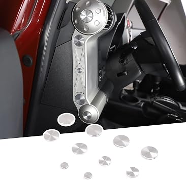 Aluminum Alloy Car Dashboard Side Trim Cover Fit for Toyota FJ Cruiser 2007-2021 SUV Auto Interior Decoration Sequins-10 pcs Silver