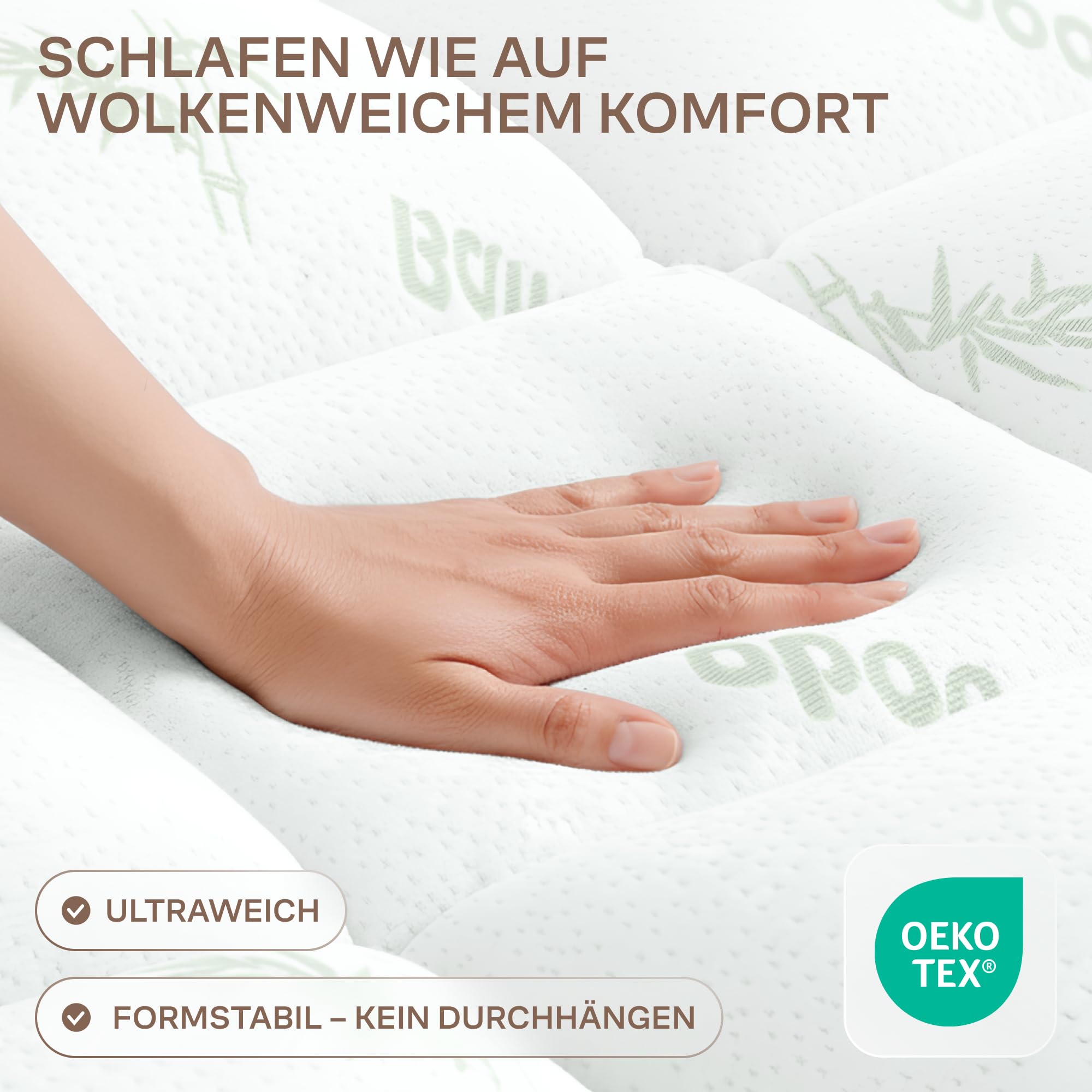 Matratzen Topper für himmlischen Komfort – Ultraweicher, atmungsaktiver und kühlender Matratzenschoner aus Bambusviskose – 180 x 200 cm, Tiefe Taschenpassform