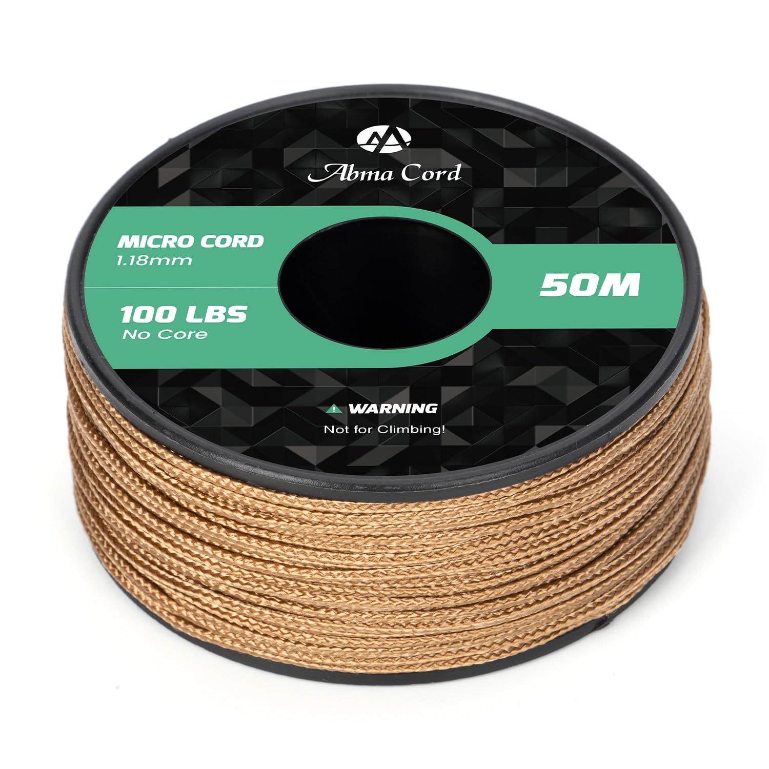 Abma Cord Micro Cord 1.18mm Paracord 50M Spool Utility Cord Braided Cord - Max. 45kg (100lbs) - Coyote Brown โ image 1