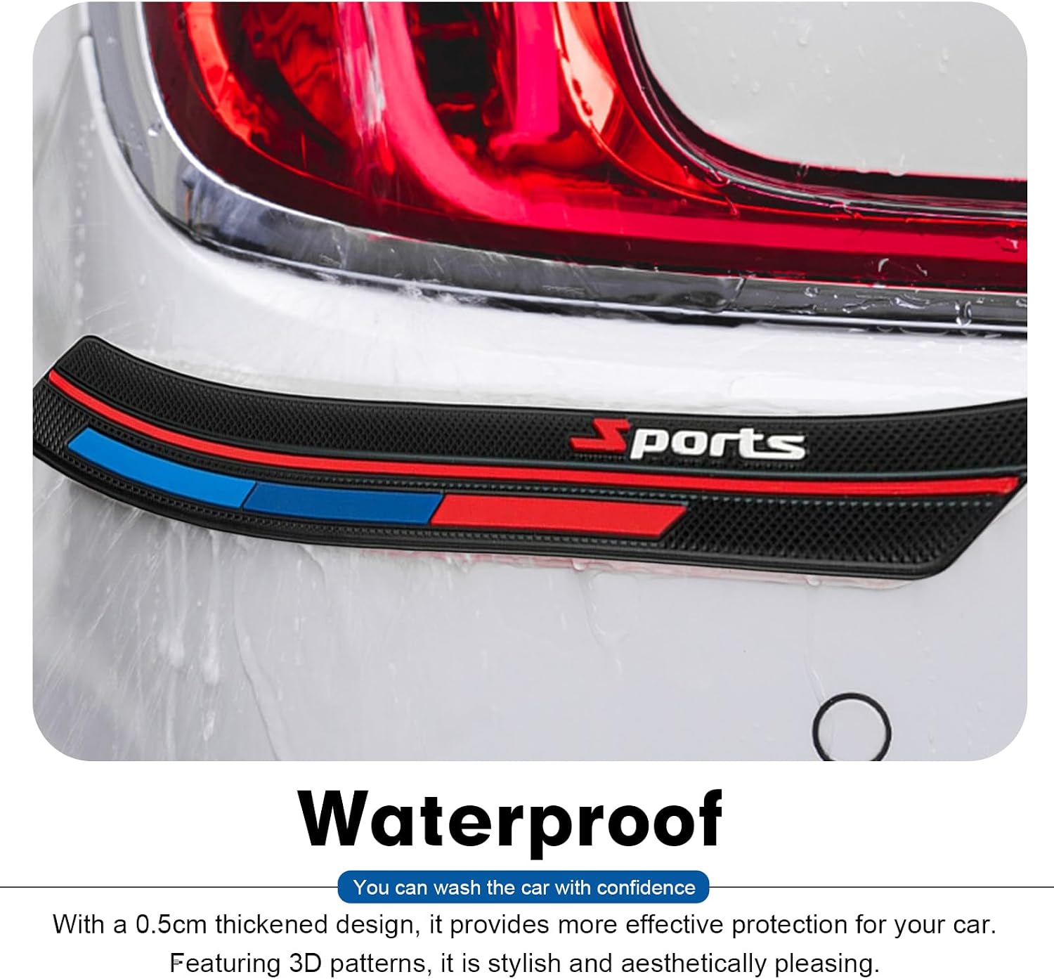 2 PCS Car Side Body Anti-Collision Strips, Sport Style Front Rear Bumper Protector Stickers, Self-Adhesive Car Door Edge Anti-Scratch Protector, Universal for Most Cars (Black)