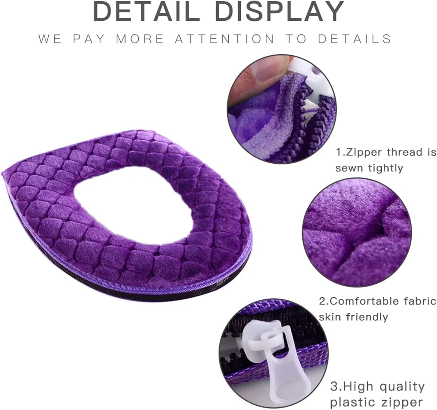 2pcs Bathroom Toilet Seat Cover Soft Winter Warm Plush Cushion O-Shaped Washable Lid Household Supplies 37cm×44cm(Brown)