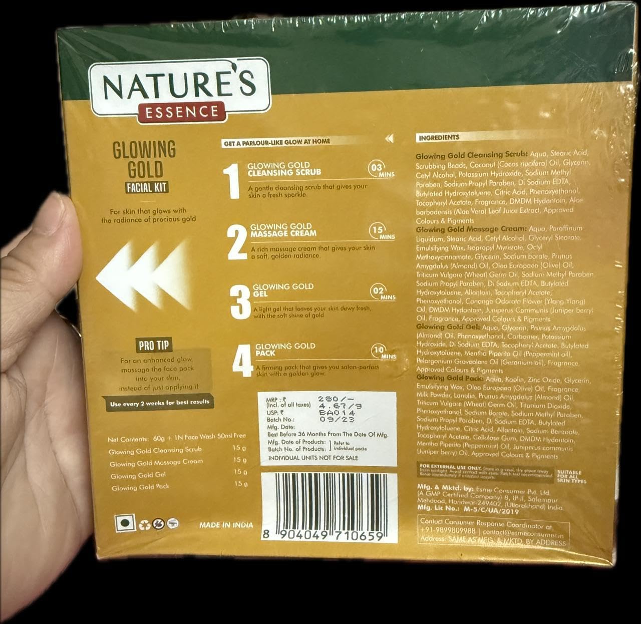 Nature Gold Facial Kit 100 Grams for all Herbal Gold Face Glow Kit Face Scrub Shiner Cleanser and Massage Cream