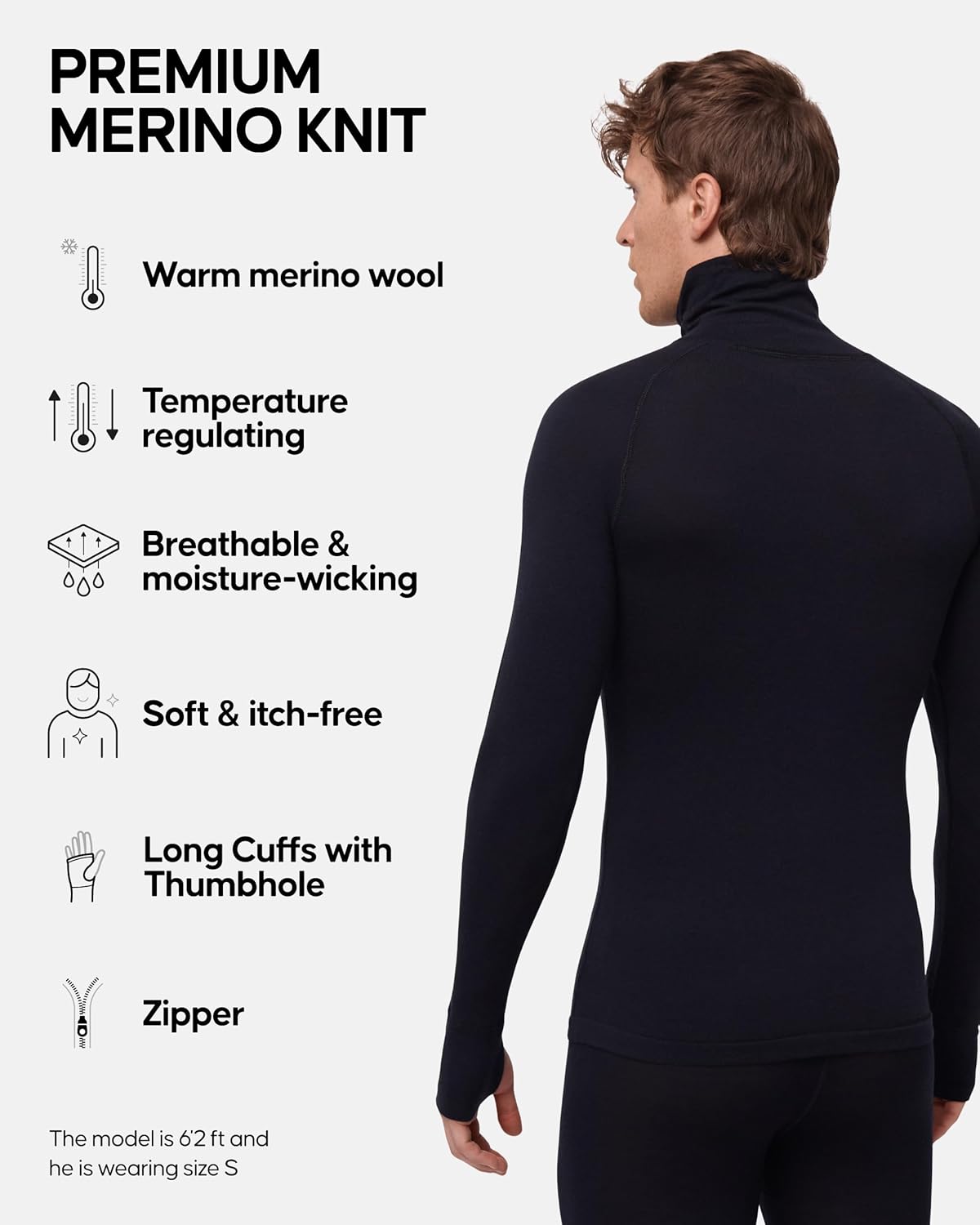DANISH ENDURANCE Men's Merino Halfzip Base Layer Shirt - Image 2