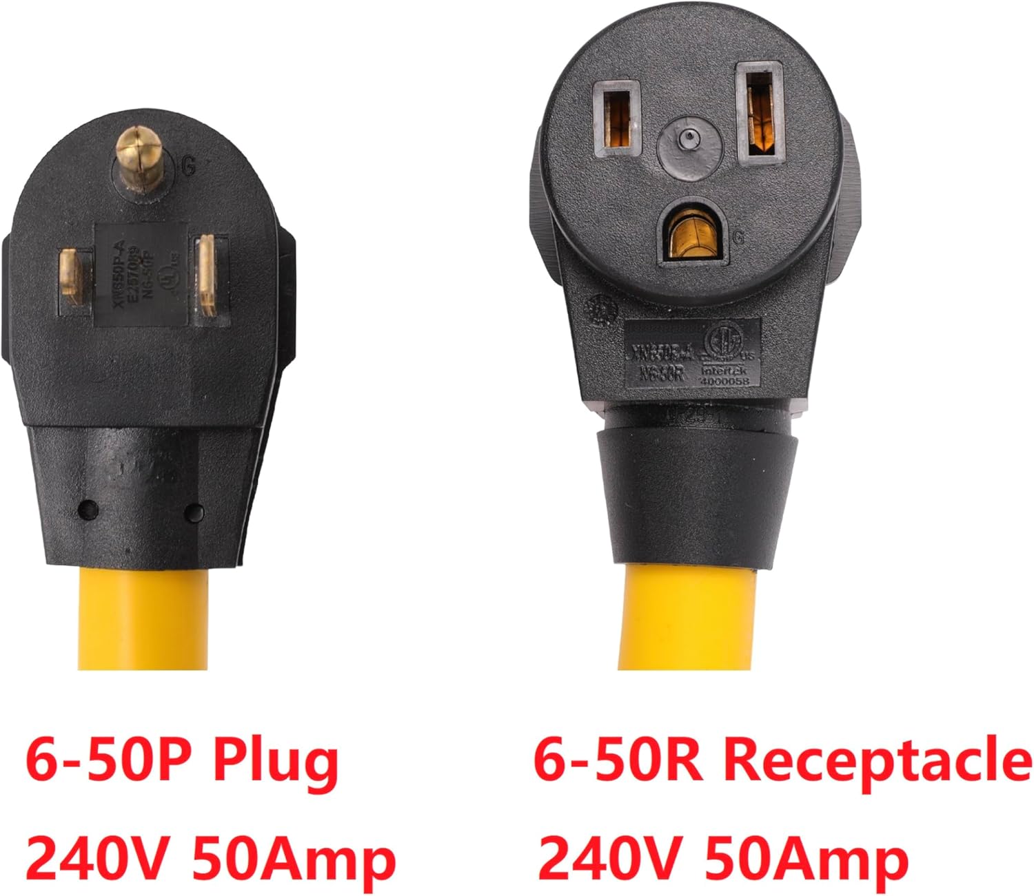 NEMA 6-50P to 6-50R 6 Feet Hydraulic Magnetic Circuit Breaker ON Off Switch Current Protector 240V 50 Amp 3 Prong Male Plug to 3 Prong Female Outlet Receptacle Extension Cable Power Cord Adapter