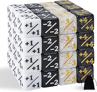 48 Pcs MTG Dice Counters Token Dice, Magic The Gathering Glitter Sparkle Dice, Loyalty Dice Starry Marble D6 Dice Cube Compatible with CCG, MTG, Card Gaming Accessory (Black & White)