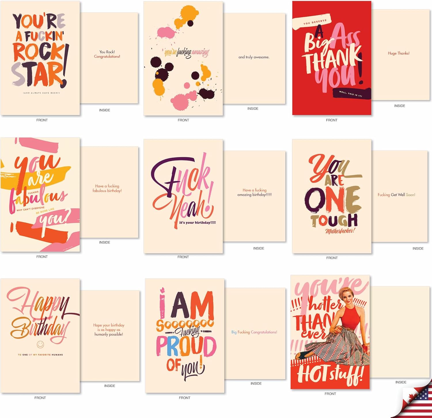 NobleWorks - 36 Assorted Funny Mixed Occasions Blank Greeting Cards Bulk Box Set w/Envelopes, Adult Humor Get Well, Variety Pack for Men and Women (36 Designs, 1 Each) - Mega AC9135XXG-B1x36