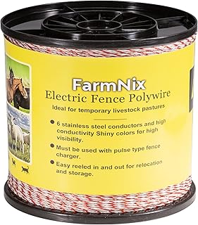 Electric Fence Wire Rope 3280ft/1000m, 6 Strand Stainless Steel Electric Poly Rope Fence, Rust