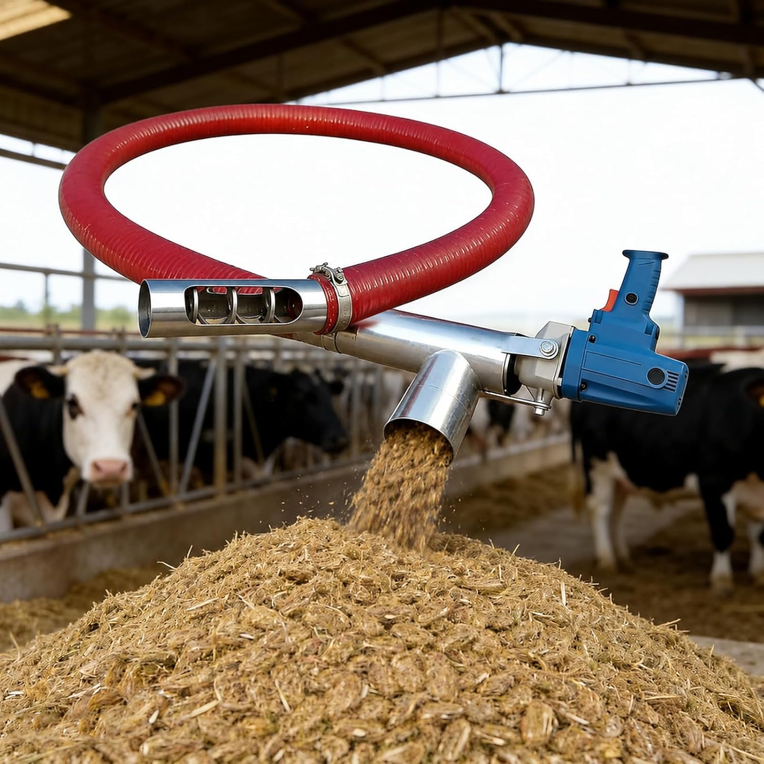 Convoyeur À Vis sans Fin pour Grains – Machine Dalimentation À Vis sans Fin Portable De 2000 W pour Lagriculture, Pompe De Transfert De Poudre Robuste pour Grains, Ciment, Sable – Convoyeur À Vis