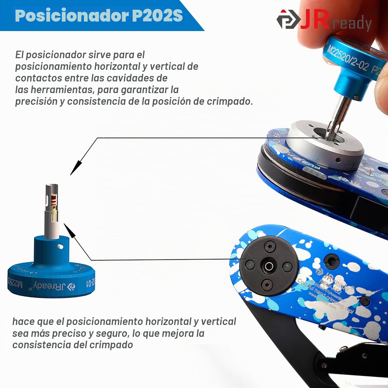 JRready ST2177 Crimpadora NEW-AS2 con 11 Pcs Posicionadores y 6 Pcs Herramientas de Extracción y Calibre G125, Kit de Herramientas de Crimpado para Conectores Miniatura y Subminiatura Mazo de Cables