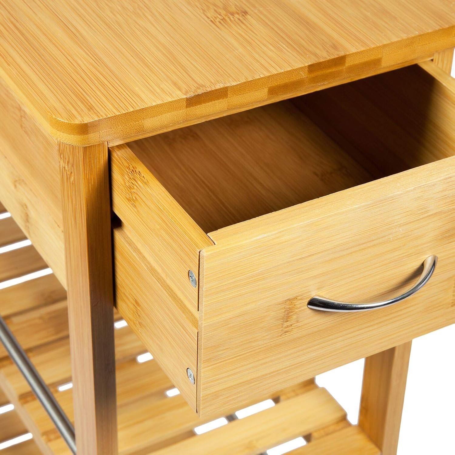 Woodluv Slimline Bamboo Kitchen Islands Storage Trolley Cart BigaMart