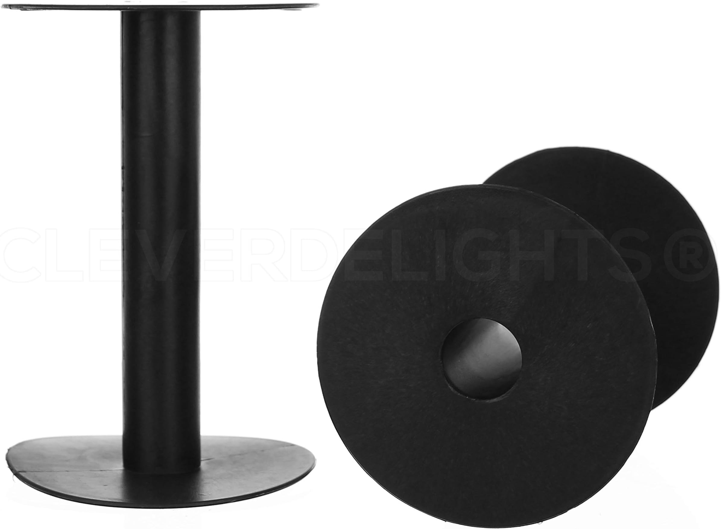 CleverDelights Plastic Spools - 5 1/2" x 3 5/8" - Black - 5 Pack