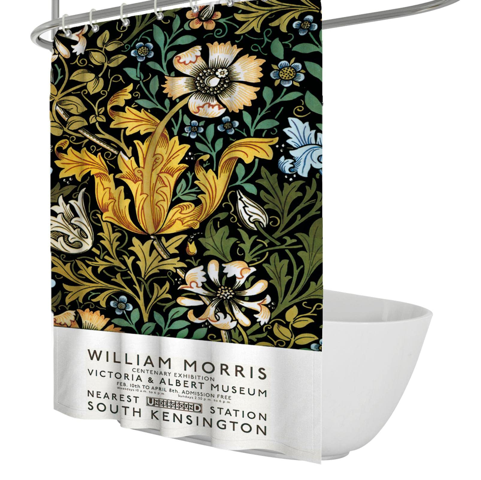 Rideau de douche William Morris imprimé Anémone pour baignoire chic