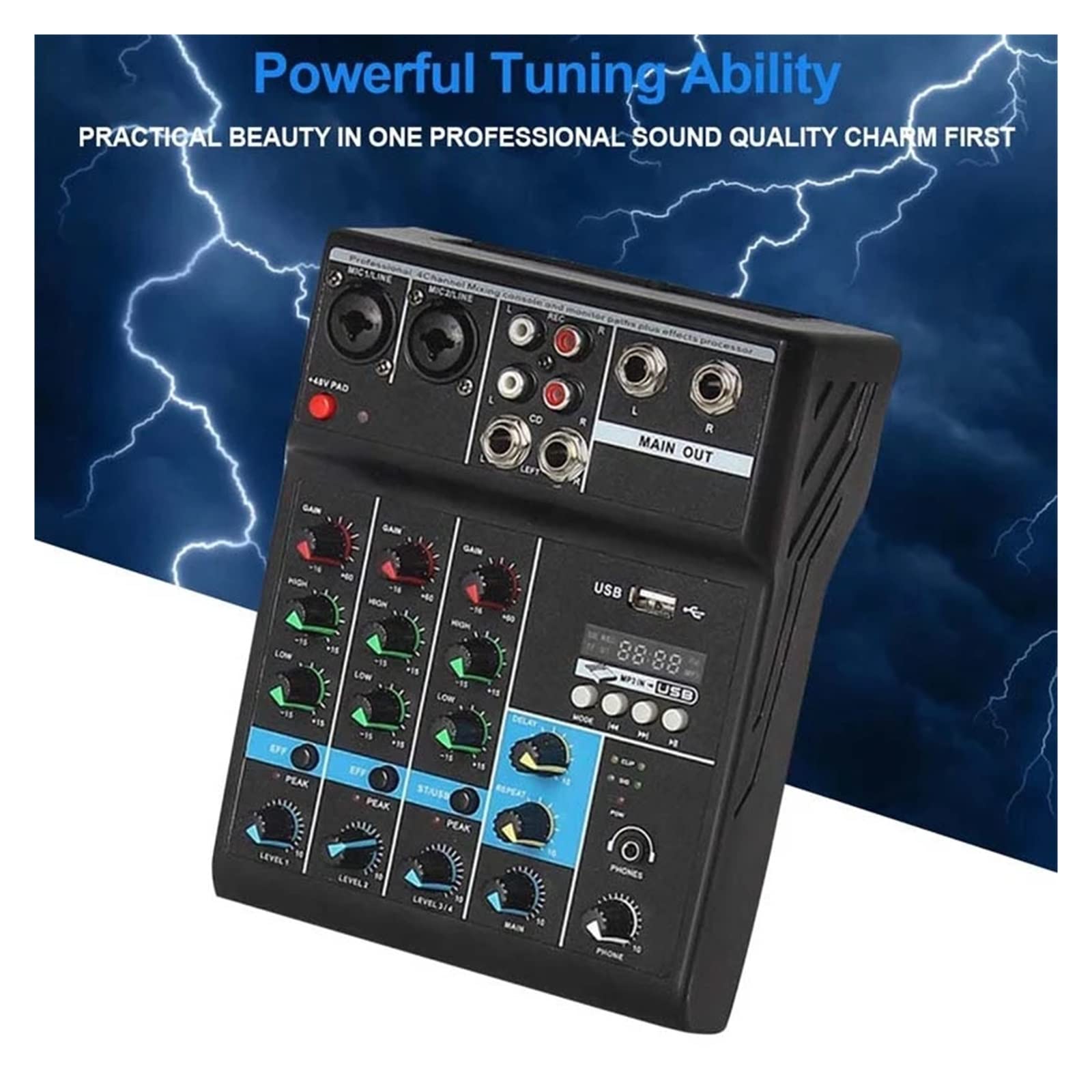 YZACK Mixer Portatile Professionale a 5 canali Console Ingresso Computer Alimentazione 48v Trasmissione in Diretta