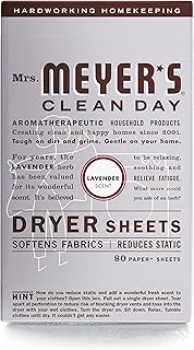 Mrs. Meyer's Dryer Sheets, Fabric Softener, Reduces Static, Infused with Essential Oils, Lavender Scent, 80 Count