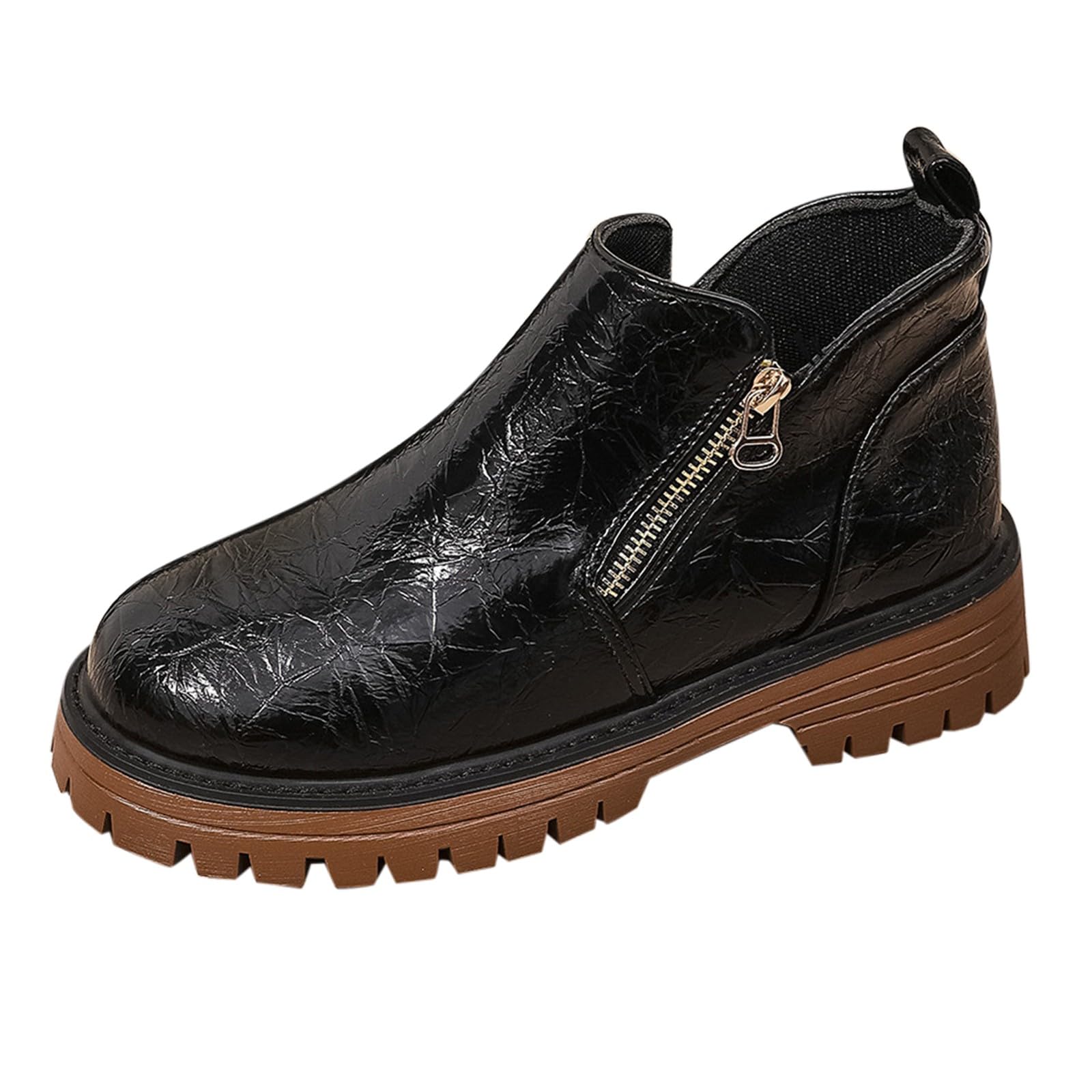 Bottines talon compensé élégantes et chaudes avec fermeture éclair - 8
