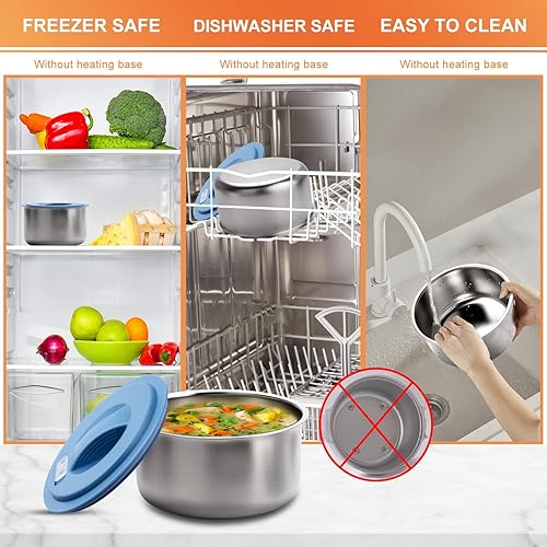 Miniatura 6 de Aotto Fiambrera eléctrica, 12 V, 24 V, 110 V, 3 en 1, calentador de alimentos portátil para adultos, 32 onzas, a prueba de fugas, calentador de