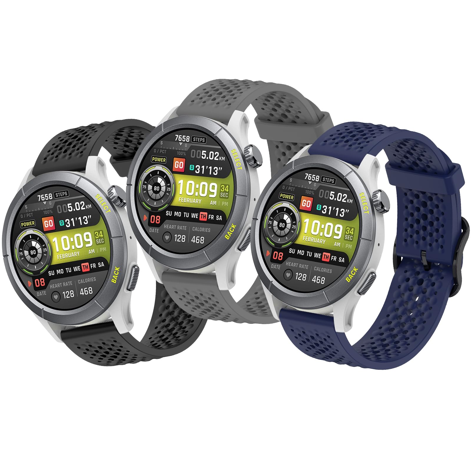 3 Correas Compatibles con Amazfit Balance, Cheetah (Pro) y Cheetah 2 Ultra | Correa de Silicona para Bip Max, Active Max,Deportiva Impermeable, Transpirable y Suave, para Hombres y Mujeres