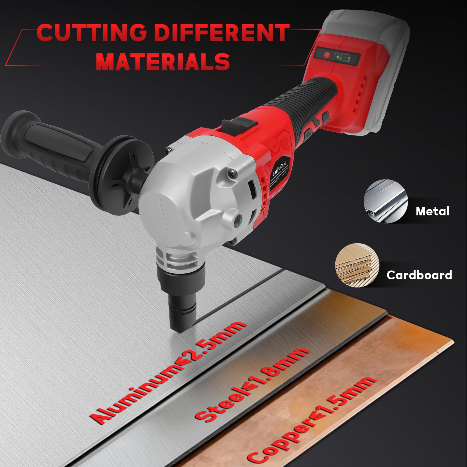 Nibbler de metal inalámbrico para batería Milwaukee de 18 V, cortador de metal sin escobillas con 3 velocidades, cortador eléctrico de acero para acero inoxidable, aluminio, 30000 RPM, bolsas
