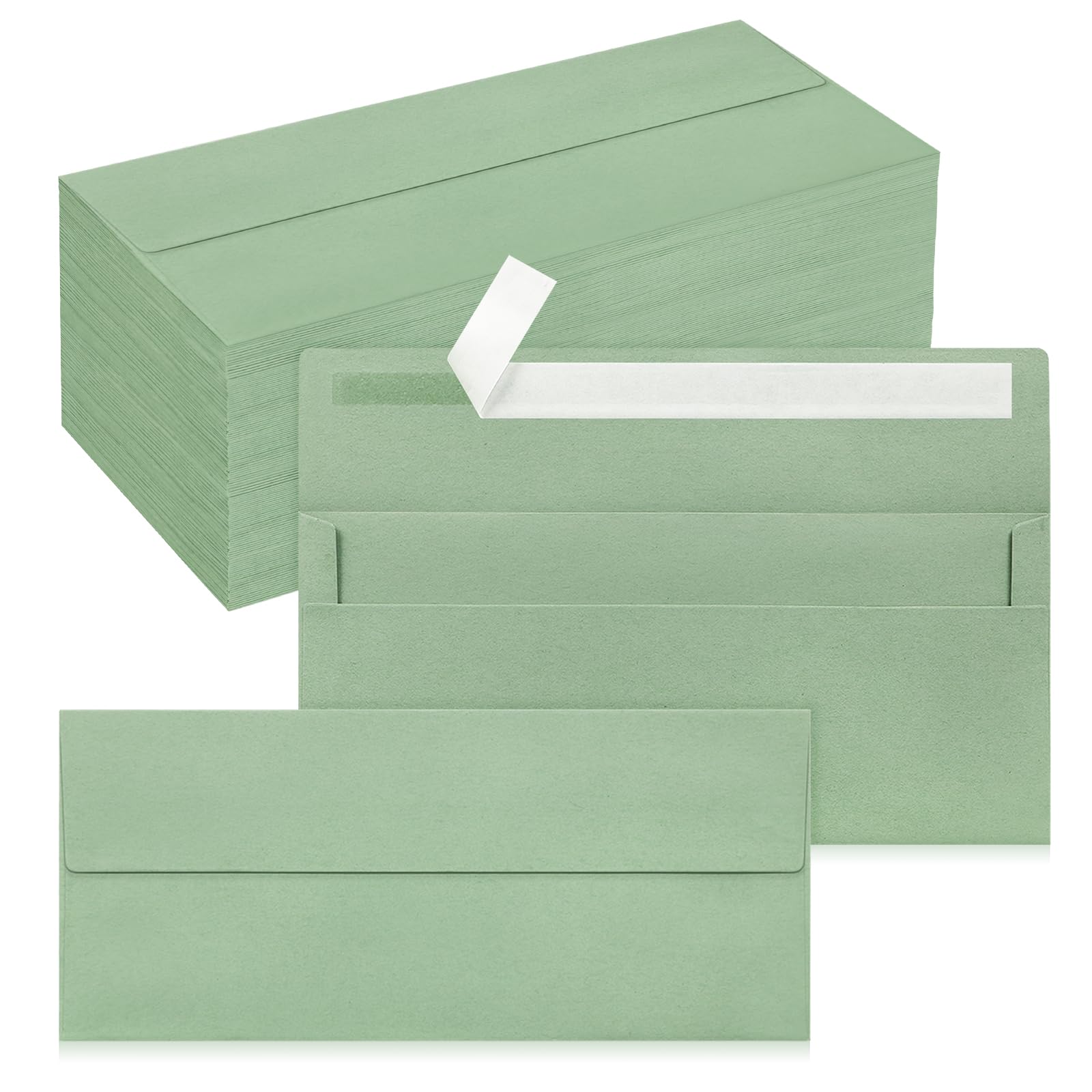 200 Pack #10 Business Envelopes, Self Seal Standard Sage Green Envelopes for Secure Business & Legal Mailing, Office, Checks, Letter, Invoices, 4 1/8