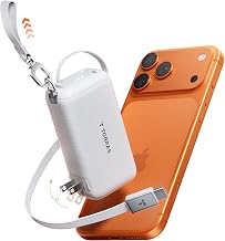 TORRAS FlexLine 3-in-1 Cube Mobile Battery, 10,000 mAh, 45 W Output, Integrated Outlet, Built-in 3.3 ft (1 m) Telescopic Cable, Rapid Charger, Pass-Thru Function, Compatible with iPhone 17, 16, 15 | 1台3役急速充電器/1m巻取り式ケーブル/パススルー機能搭載/折りたたみ式プラグ/ストラップ付き/PD＆PPS対