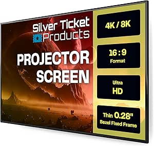 Silver Ticket Products S7 Series 135-inch Fixed Frame Projection Screen - 4K/8K Ultra HD, HDR, Active 3D, Woven Acoustic Material