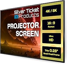 Silver Ticket Products S7 Series 6 Piece Thin Bezel Home Theater Fixed Frame 4K/8K Ultra HD, HDTV, HDR & Active 3D Projection Screen, 16:9 Format, 120" Diagonal, Woven Acoustic Material S7-169120-WAB
